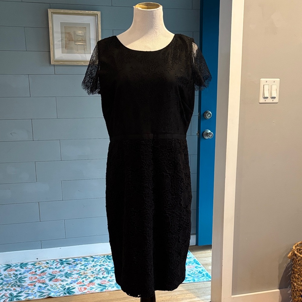 J. Crew Collection‎ Noelle Black Midi Lace Dress